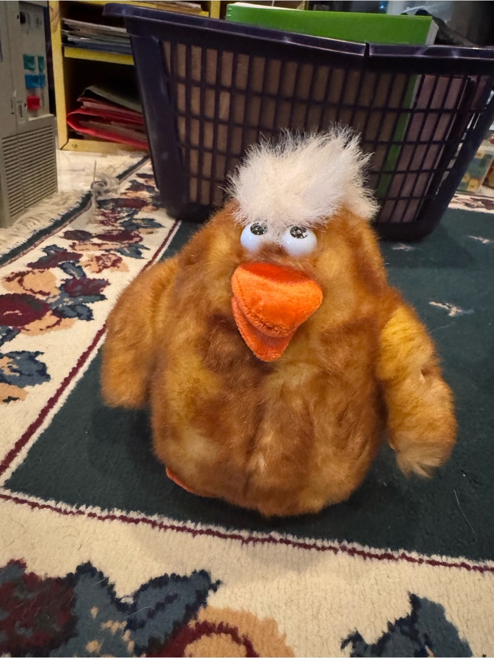 Plush Small Pet Toy - Orange Fuzzy Bird